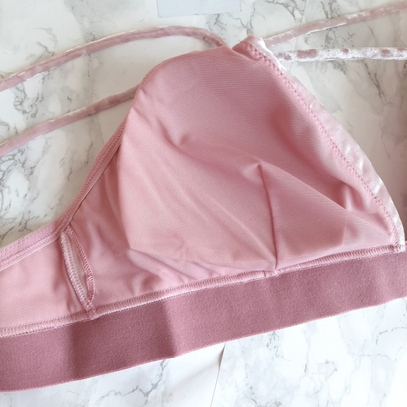 NWT PINK VELVET SET Bralette Panty XL - Picture 5 of 12
